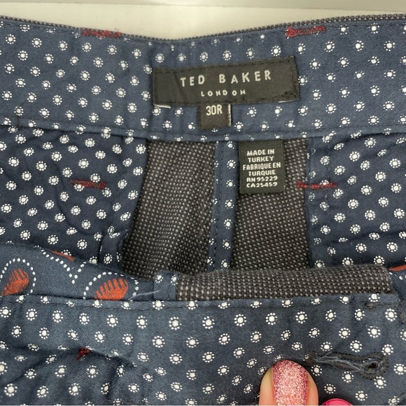 Ted Baker London Shorts Mens Size 30R Grey Navy Casual Flat Front Cotton Chino - Picture 3 of 10